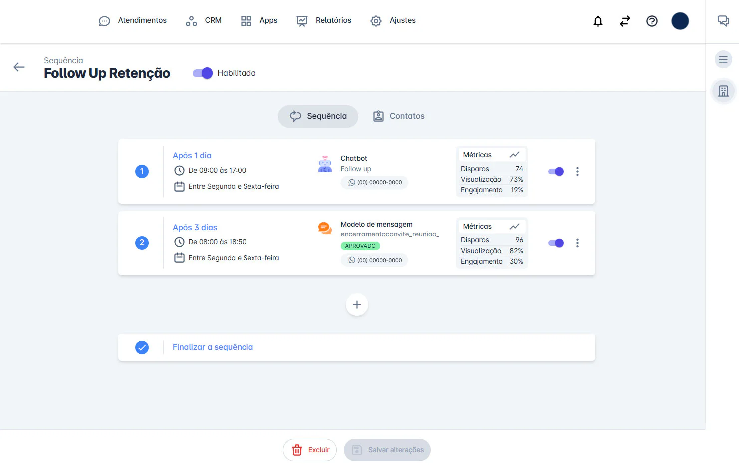 Editor de sequência automatizada para acompanhar oportunidades